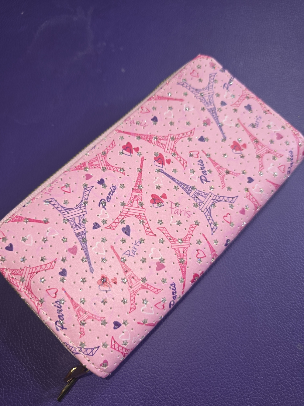 Pink Eiffel Tower Zip Wallet Case by